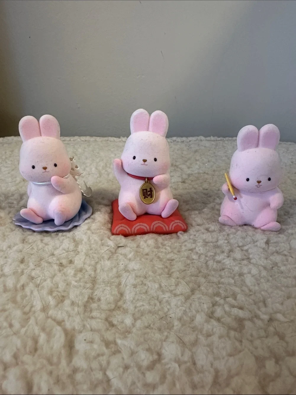 Funism Momo Pink Bunny Figurine Set - Decorative Collectible pre-owned